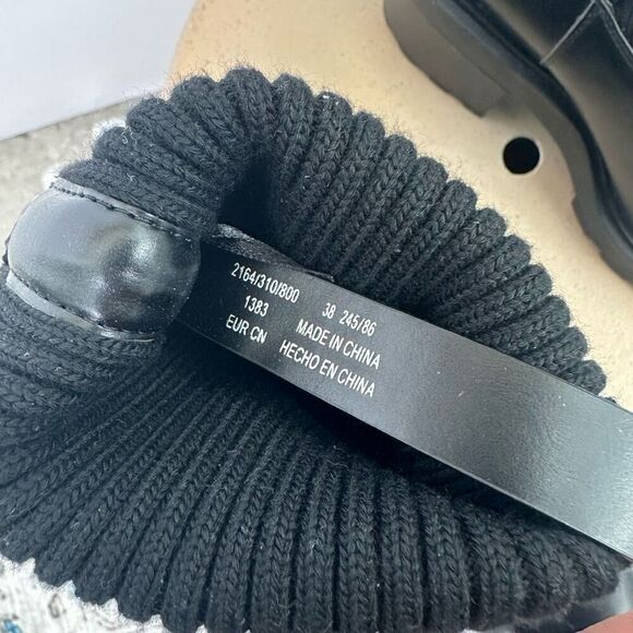 Zara Women’s Black Ribbed Sock Ankle Boots With Track Sole - Picture 11 of 13